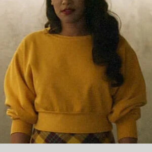 Aritzia TNA Perkins Sweater Cropped Crewneck Size Medium Bright Yellow